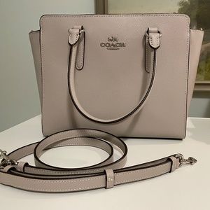 -SOLD- Coach Leather Satchel, Taupe/Grey Birch
